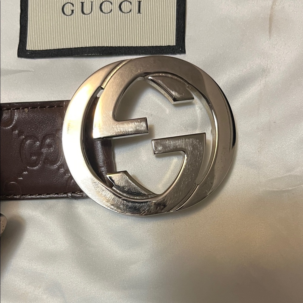 Gucci Brown Embossed Belt Bag with Silver Logo Buckle - Picture 5 of 5